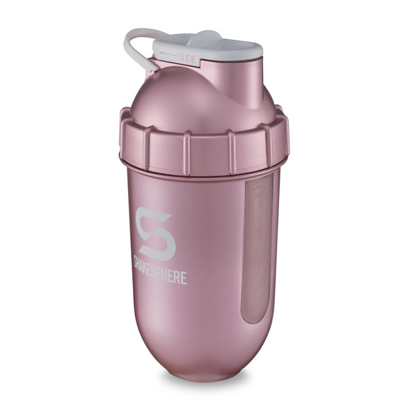 ShakeSphere Tumbler View Rose Gold/White Logo/Clear Window