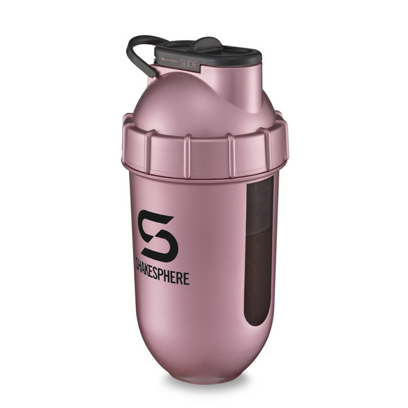 ShakeSphere Tumbler View Rose Gold/Black Logo/Black Window