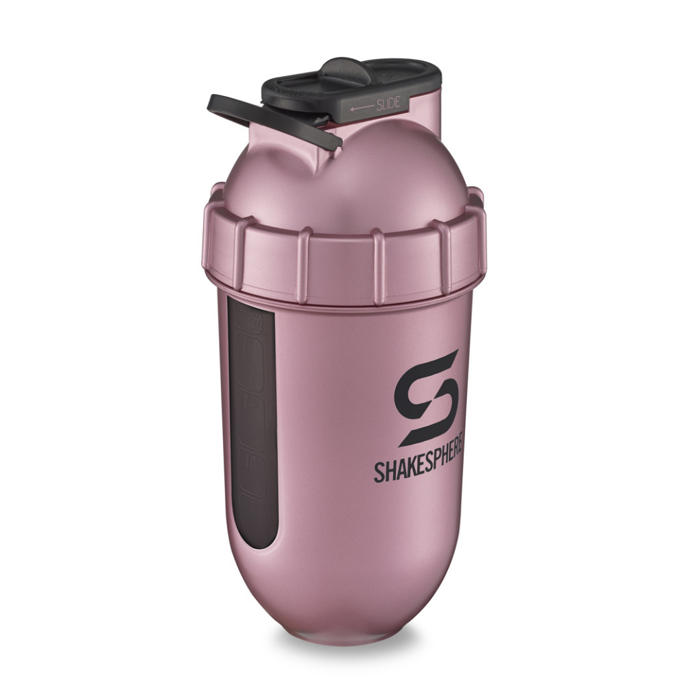 ShakeSphere Tumbler View Rose Gold/Black Logo/Black Window