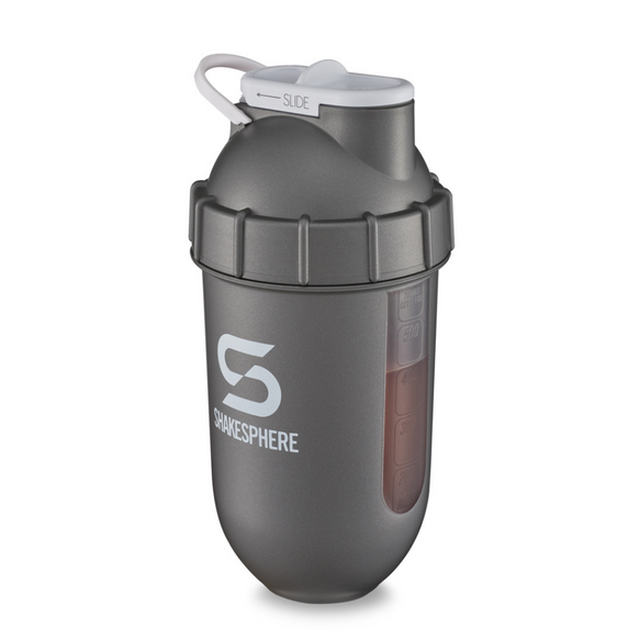 ShakeSphere Tumbler View Gun Metal/White Logo/Clear Window